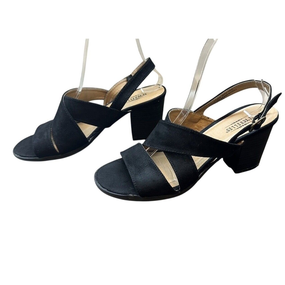 Seychelles Black‎ Suede Block Heel Strappy Heels Women's SIZE 7.5